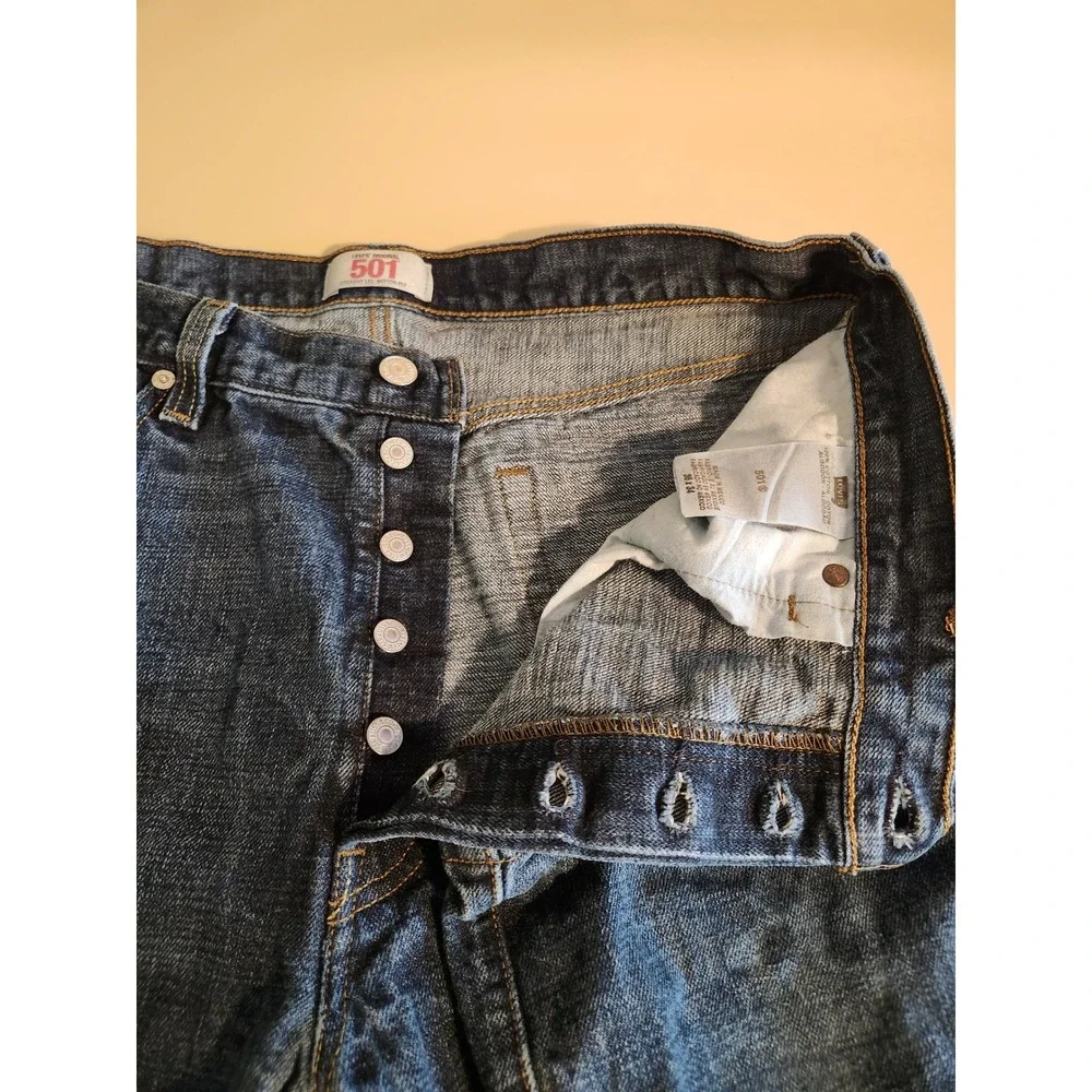 Levi's 501 Original Fit Jeans Mens 36x34 Dark Wash Blue Straight Leg Button Fly